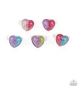 Starlet Shimmer Glitter Heart rings  - 5 piece